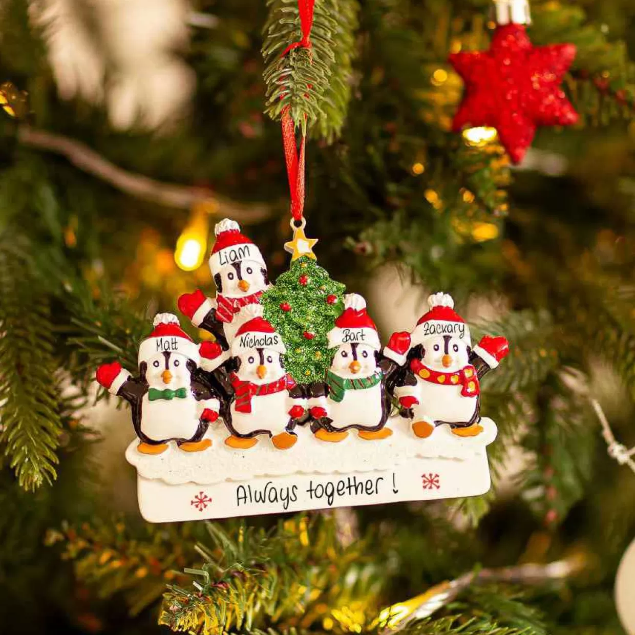 Christmas The Original 5 Penguins With Christmas Tree Best Sale