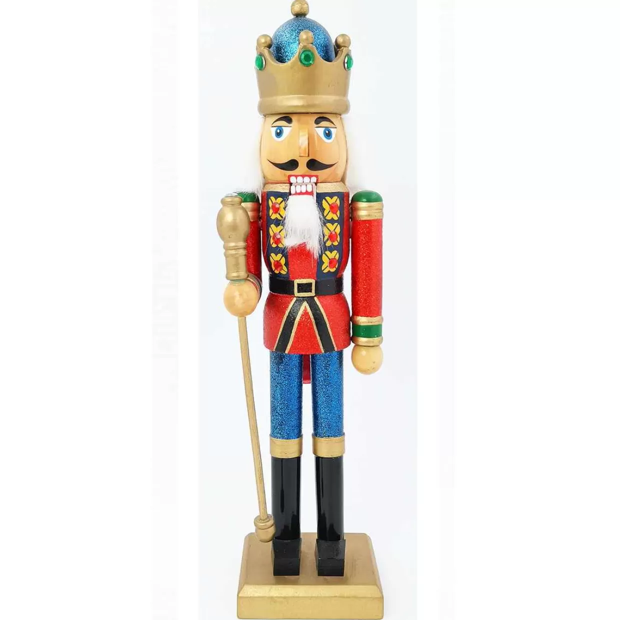 Christmas The Original Blue And Gold Crown King Nutcracker 30 Cm New