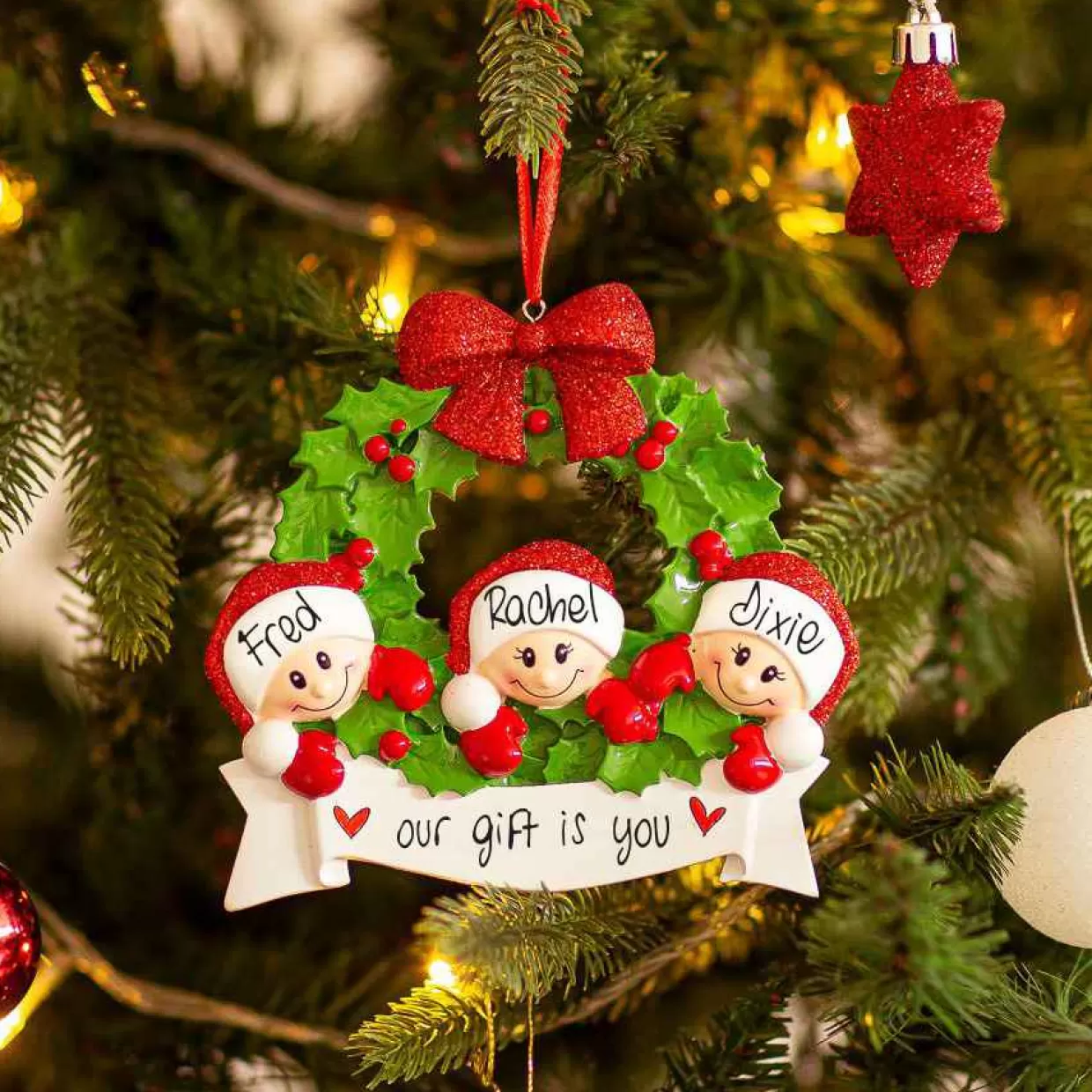 Christmas The Original Wreath With Red Bow For 3 Hot